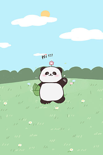 Cute Waving Panda Art Print