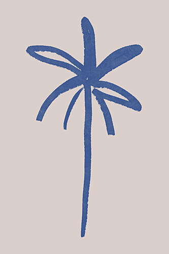 Minimal Blue Palm Tree Art déco reproduction
