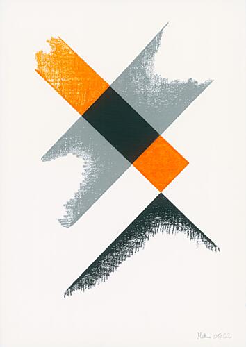 Textured Orange Grey Geometry Art Print by Matthaus