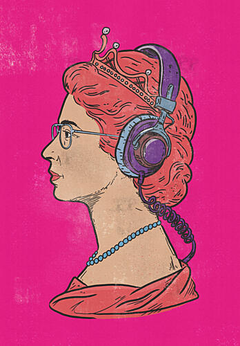 Cool Queen Listening Art déco reproduction