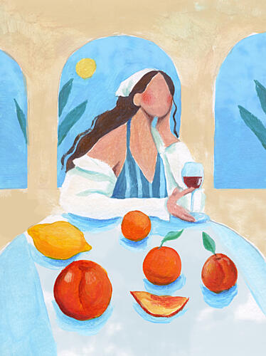 Girl with Peaches Art déco reproduction