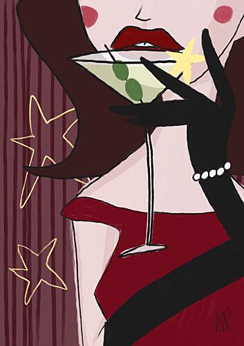 Glamour Martini Lady Art déco reproduction