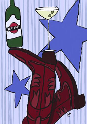 Martini Boots and Stars Art déco reproduction