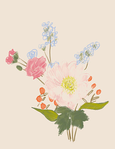 Soft Floral Bouquet Art déco reproduction