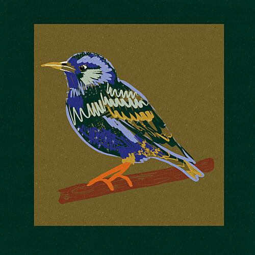 Vibrant Starling Perch Art déco reproduction