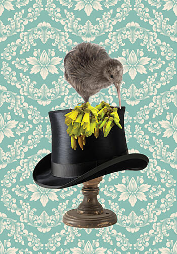 Kiwi and Kowhai Hat Art déco reproduction
