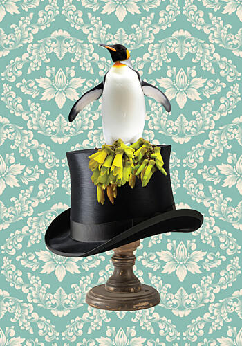 Whimsical Penguin Top Hat Art déco reproduction