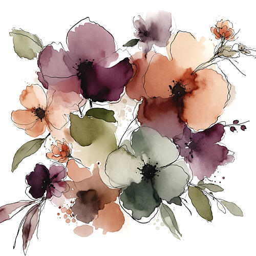 Muted Floral Bouquet Art déco reproduction