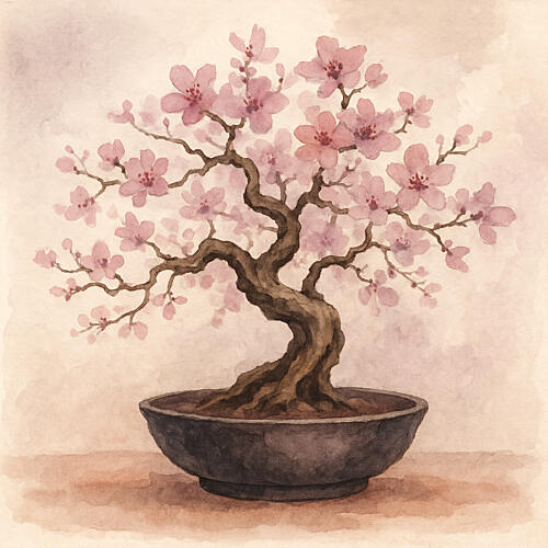 Pink Cherry Bonsai Art déco reproduction