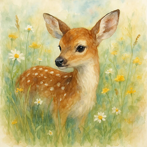Spotted Fawn Meadow Art Print
