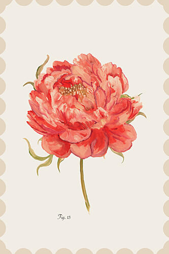 Vibrant Coral Peony Art déco reproduction