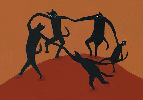 Dancing Black Cats Art déco reproduction