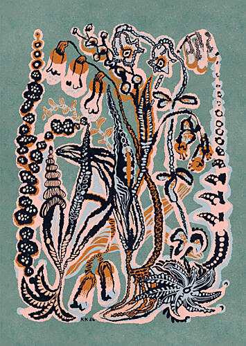 Ethereal Ocean Garden Art déco reproduction