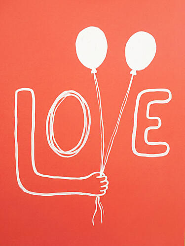 Hand Holding Love Balloons Art déco reproduction