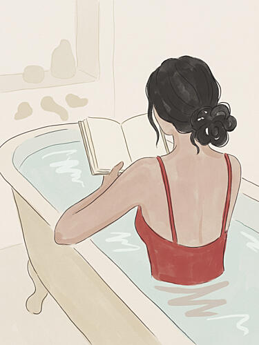 Serene Bath and Book Art déco reproduction