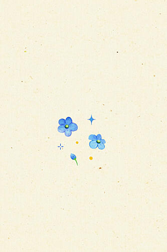 Whimsical Blue Flowers Art déco reproduction