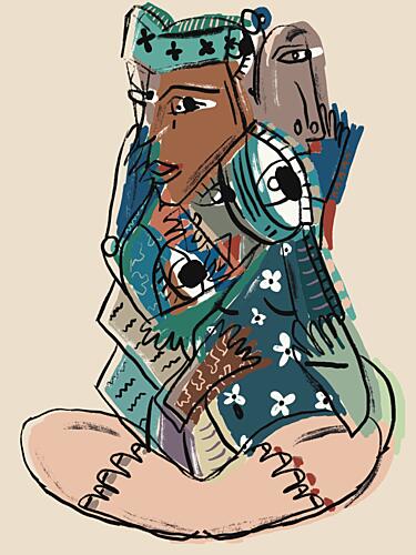 Abstract Reading Figure Art déco reproduction