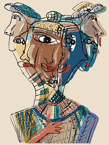 Multifaceted Faces Art déco reproduction
