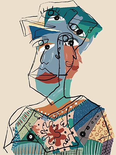 Abstract Cubist Portrait Art déco reproduction