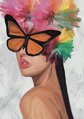 Colorful Butterfly Woman Art Print