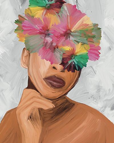 Floral Woman Portrait Art Print