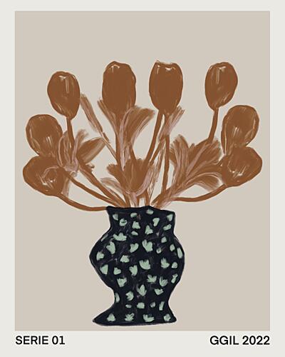 Muted Floral Arrangement Art déco reproduction
