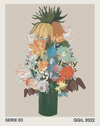 Vibrant Floral Bouquet Art déco reproduction
