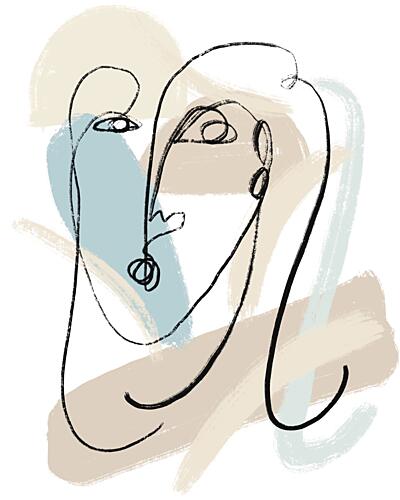 Abstract Line Faces Art déco reproduction