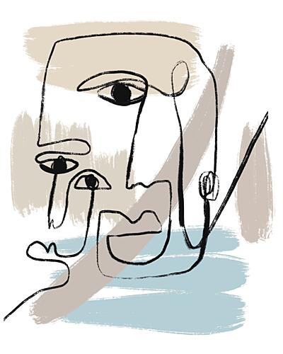 Abstract Minimalist Face Art déco reproduction