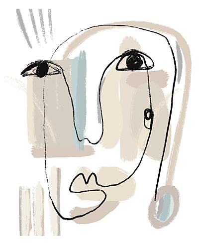 Modern Line Portrait Art déco reproduction