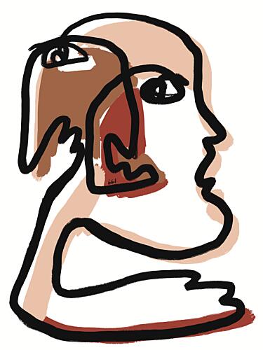 Abstract Earthy Faces Art déco reproduction