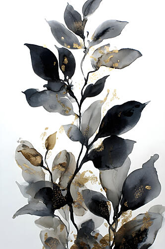 Elegant Gold Leaves Art déco reproduction