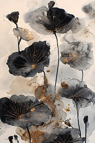 Golden Lotus Bloom Gold Print