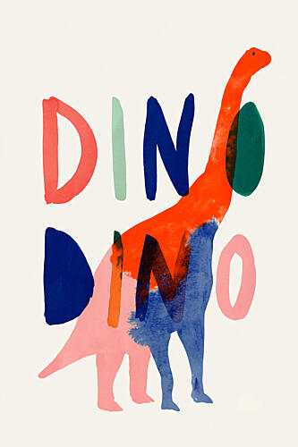 Modern Colorful Dinosaur Art déco reproduction