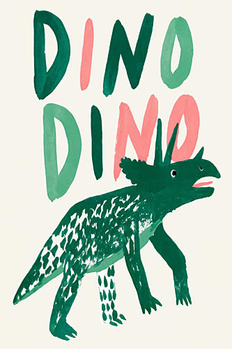 Playful Green Dino Art déco reproduction