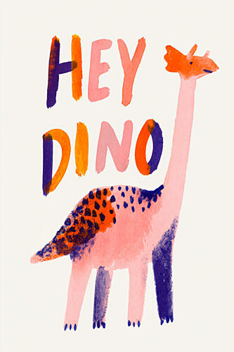 Hey Dino Illustration Art déco reproduction