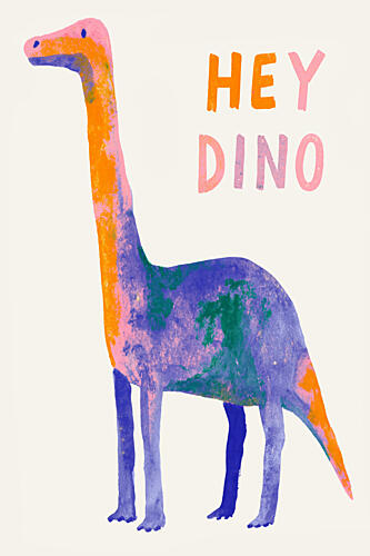 Friendly Colorful Dino Art déco reproduction