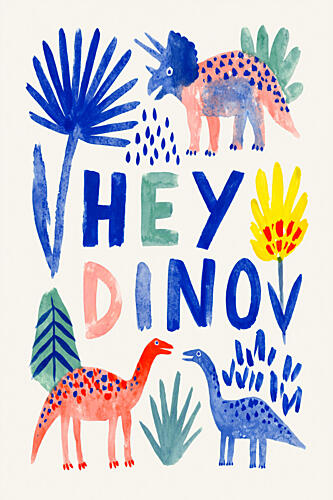 Hey Dino Playful Friends Art déco reproduction