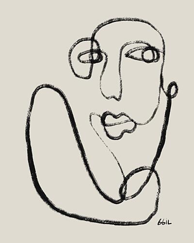 Continuous Line Portrait Art déco reproduction