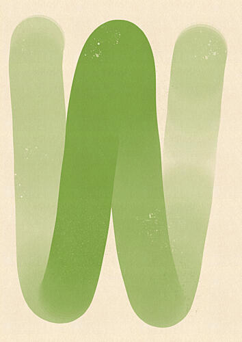 Soft Green Alphabet W Art déco reproduction