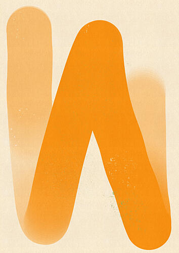 Wavy Orange Form Art déco reproduction