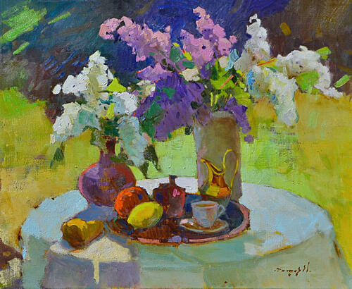 Lilacs and Fruit Outdoors Art déco reproduction
