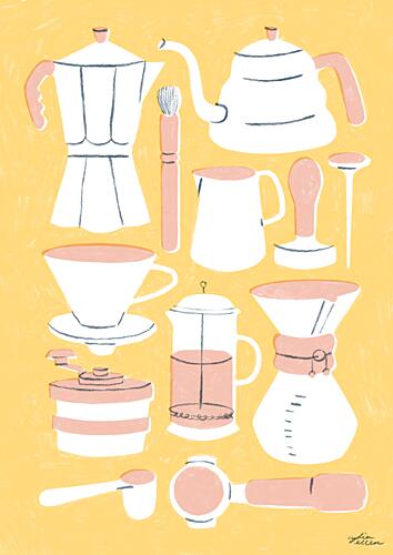 Coffee Brewing Essentials Art Print by Lydia Greaves