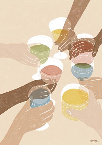 Diverse Friends Celebrating Art Print by Lydia Greaves