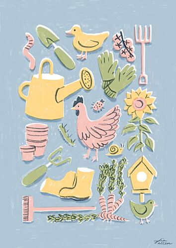 Whimsical Garden Friends Art Print by Lydia Greaves