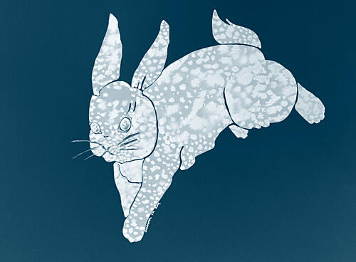 Leaping Speckled Rabbit Art déco reproduction