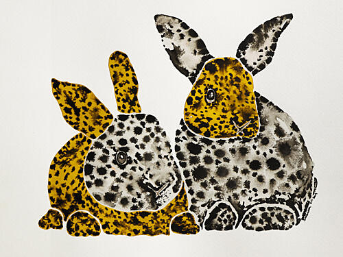 Spotted Yellow Rabbits Art Print