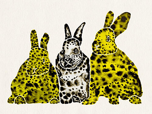 Spotted Leopard Rabbits Art déco reproduction