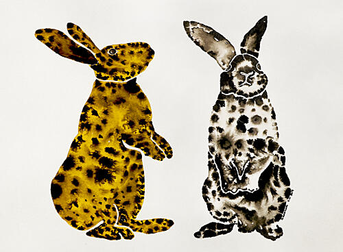 Spotted Rabbit Pair Art déco reproduction