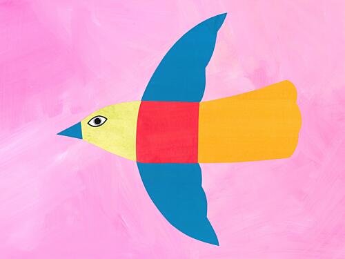 Colorful Flying Bird Art déco reproduction